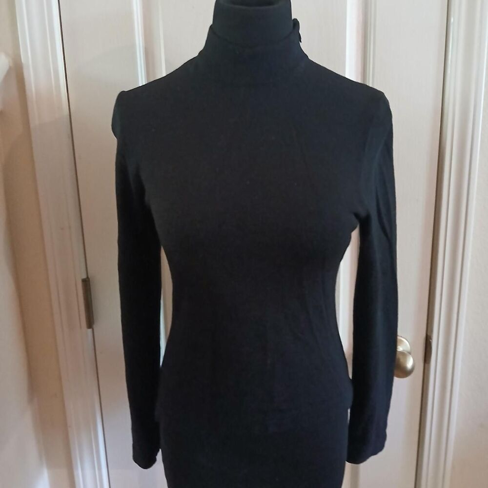 Vintage St. John Collection by Marie Gray Black Turtleneck Sweater S Old Money